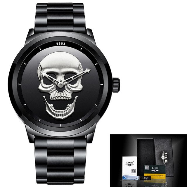 LIGE Skull Horloge