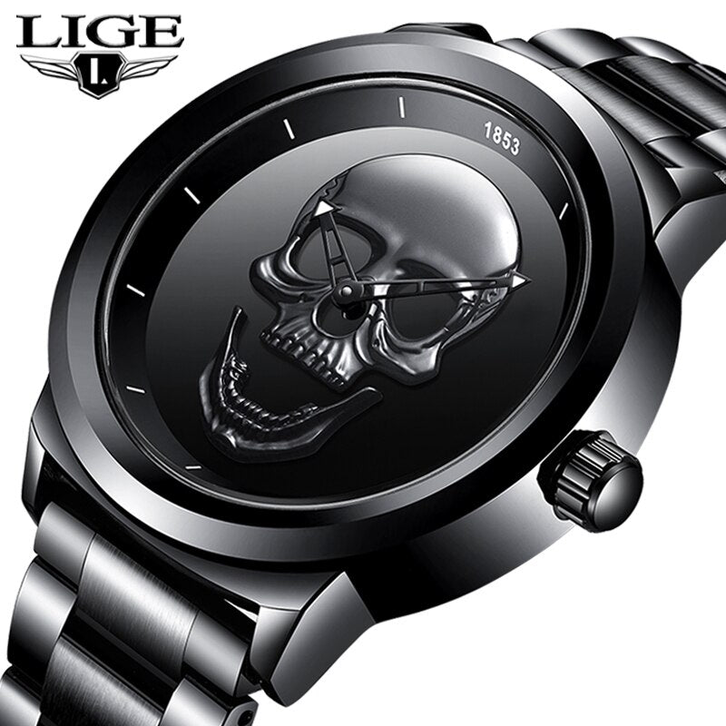 LIGE Skull Horloge