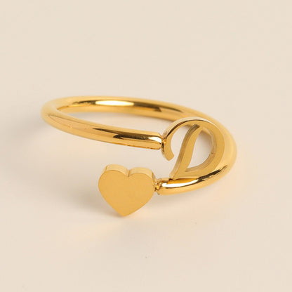Initial Heart Ring | Letter Ring