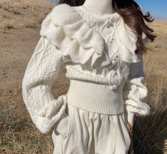 Floral White Knitted Sweater™