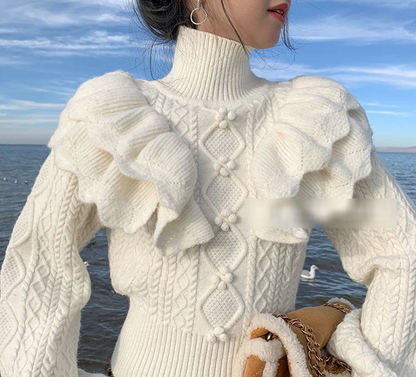 Floral White Knitted Sweater™