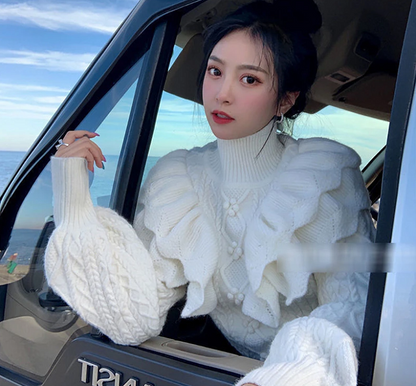 Floral White Knitted Sweater™