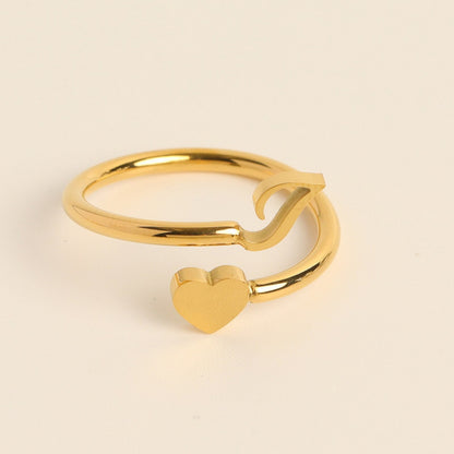 Initial Heart Ring | Letter Ring