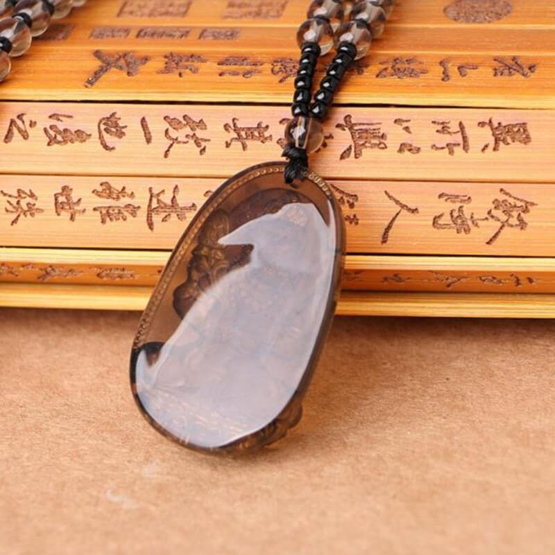 Natuurlijke Obsidiaan Boeddha Amulet Ketting