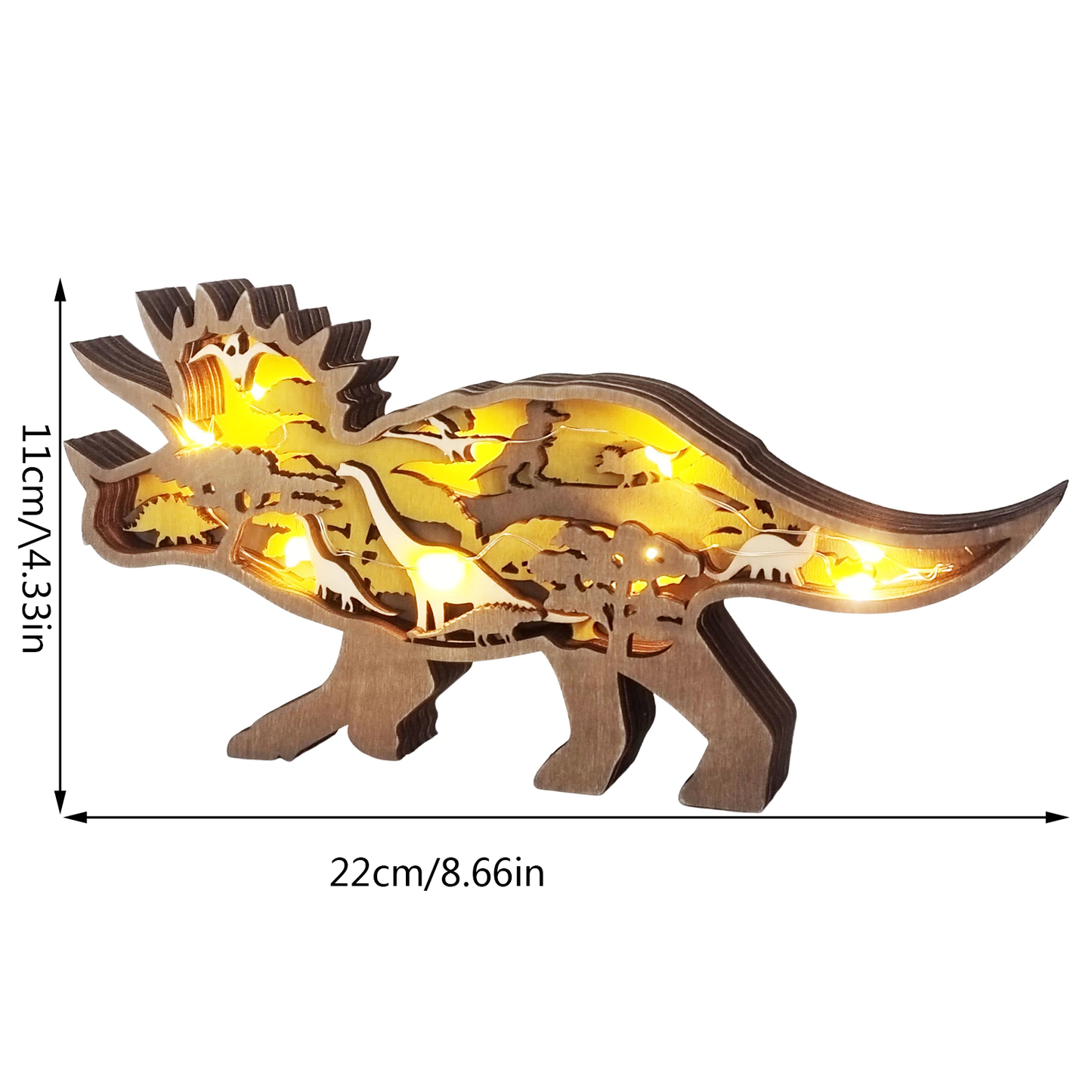 3D Houtgesneden Dinosaurus Ornamenten