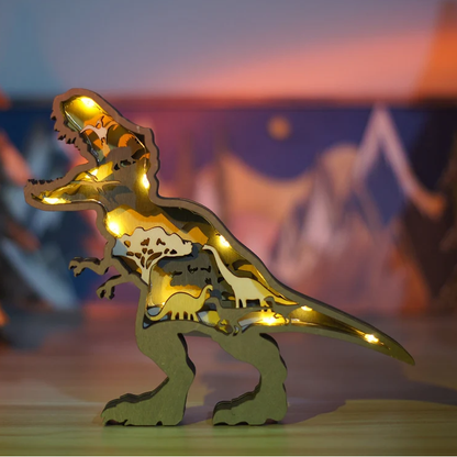 3D Houtgesneden Dinosaurus Ornamenten
