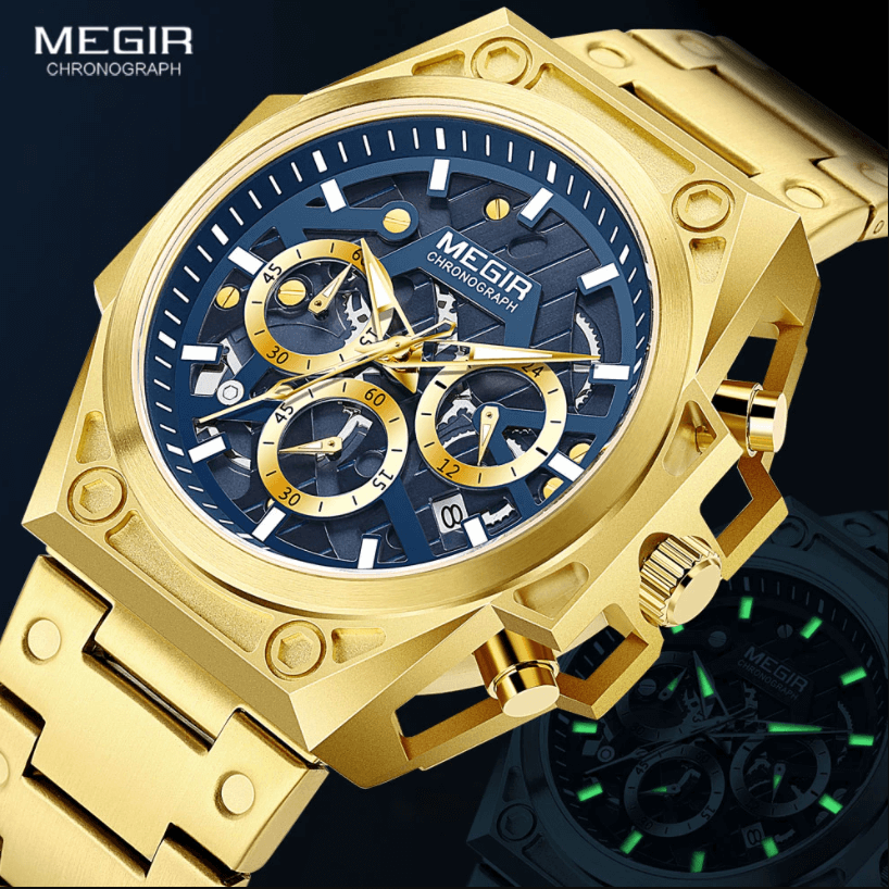 Megir Skeleton Chronograaf Horloge