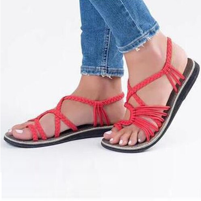 Palm Leaf Platte Sandalen