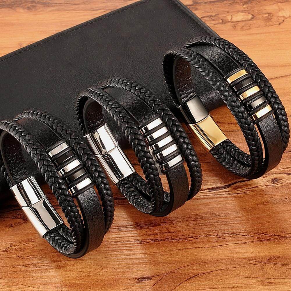 Heren Magnetische Leder Armband