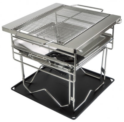 Acecamp Houtskoolbarbecue - 35,5 X 35,5 X 33 Centimeter - Uitneembaar Rooster - Handgrepen - Opvouwbaar - Zilver