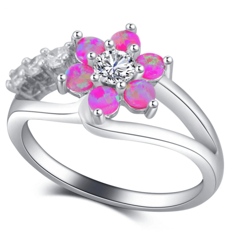 Opaal Bloem Ring
