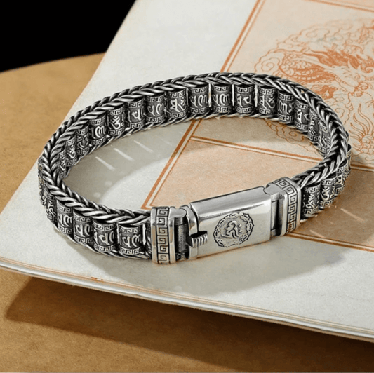 Verzilverde Plated Gebedswiel Armband