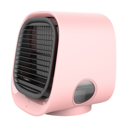 Ventilator van compact formaat geschikt als luchtbevochtiger en luchtkoeler