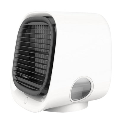 Ventilator van compact formaat geschikt als luchtbevochtiger en luchtkoeler