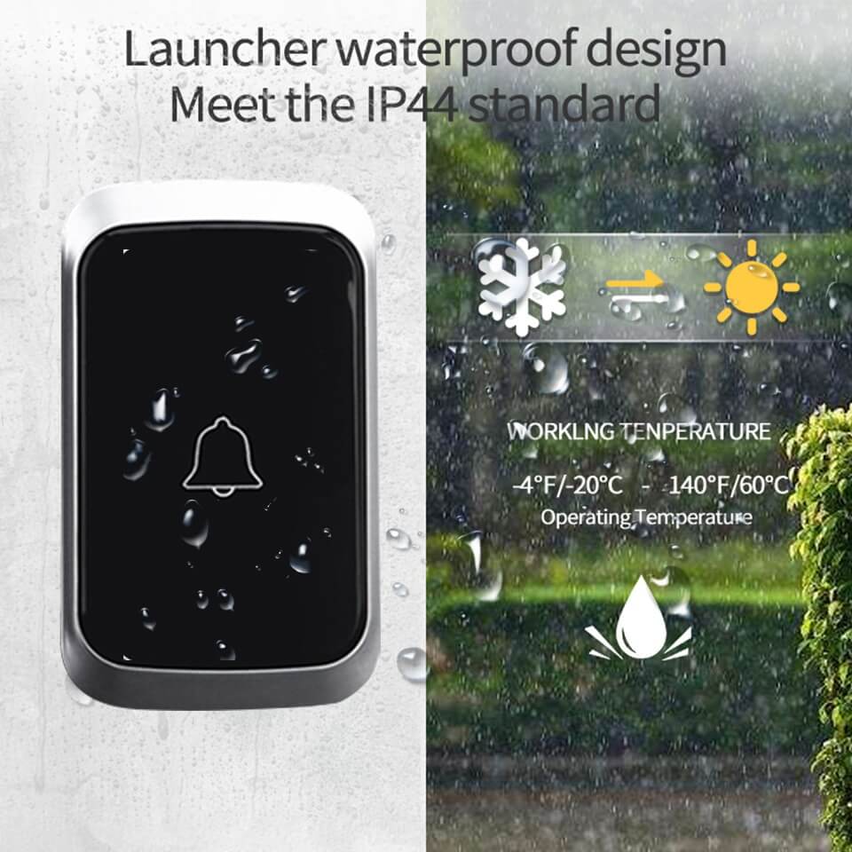 Draadloze Waterdichte Deurbel LED Flash Home